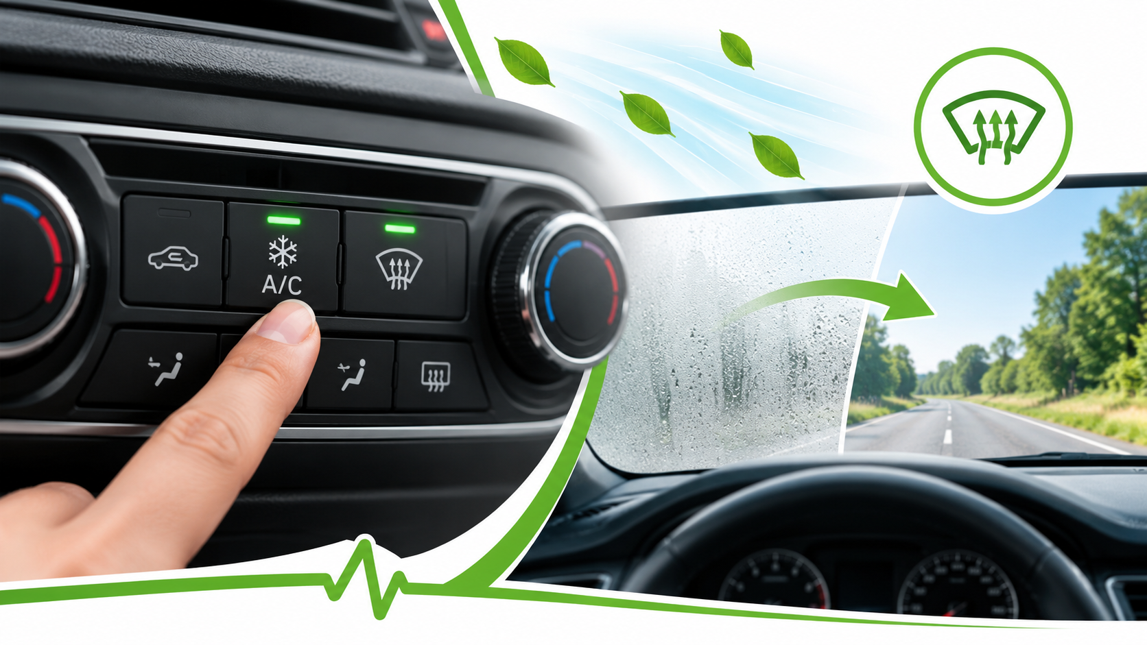 Commandes A/C et désembuage du pare-brise dans l’habitacle d’une voiture